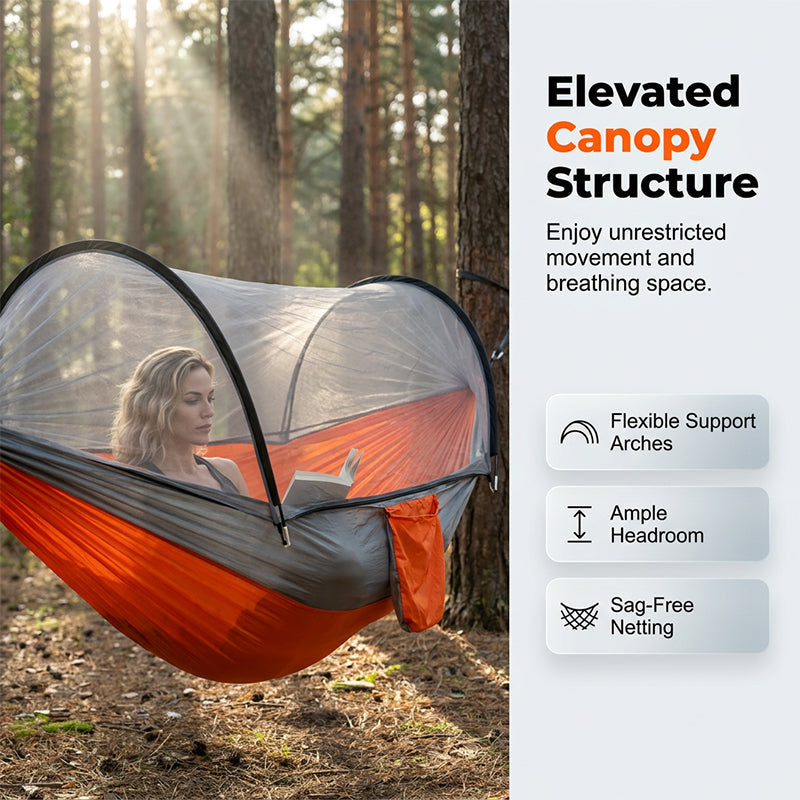 ⏰50% OFF – LAST CHANCE⏰ Portable Hammock with Mosquito Netting – Self-Supporting Canopy – Quick-Dry Fabric – Heavy-Duty Straps & Carabiners! 🔥