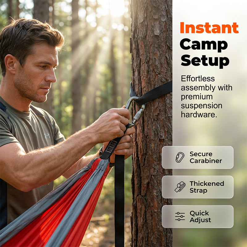 ⏰50% OFF – LAST CHANCE⏰ Portable Hammock with Mosquito Netting – Self-Supporting Canopy – Quick-Dry Fabric – Heavy-Duty Straps & Carabiners! 🔥