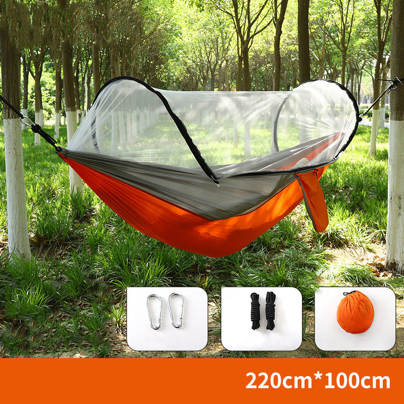 ⏰50% OFF – LAST CHANCE⏰ Portable Hammock with Mosquito Netting – Self-Supporting Canopy – Quick-Dry Fabric – Heavy-Duty Straps & Carabiners! 🔥
