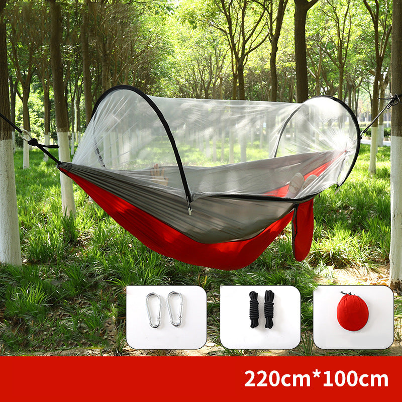 ⏰50% OFF – LAST CHANCE⏰ Portable Hammock with Mosquito Netting – Self-Supporting Canopy – Quick-Dry Fabric – Heavy-Duty Straps & Carabiners! 🔥