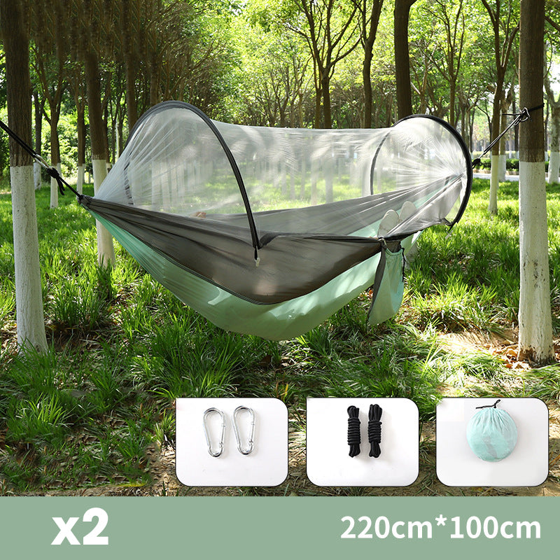⏰50% OFF – LAST CHANCE⏰ Portable Hammock with Mosquito Netting – Self-Supporting Canopy – Quick-Dry Fabric – Heavy-Duty Straps & Carabiners! 🔥