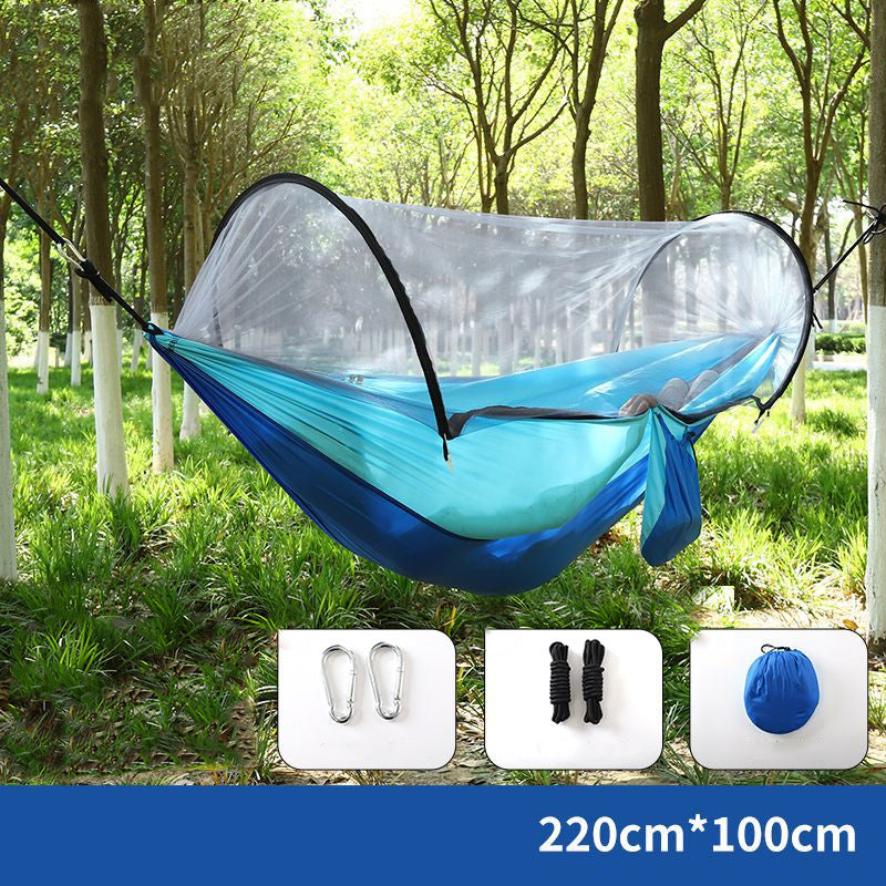 ⏰50% OFF – LAST CHANCE⏰ Portable Hammock with Mosquito Netting – Self-Supporting Canopy – Quick-Dry Fabric – Heavy-Duty Straps & Carabiners! 🔥
