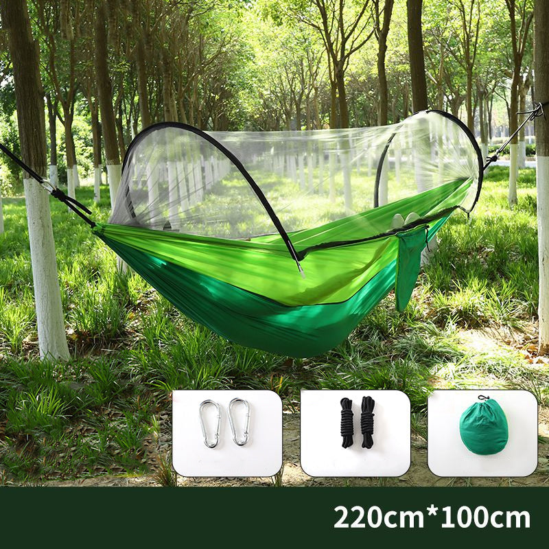 ⏰50% OFF – LAST CHANCE⏰ Portable Hammock with Mosquito Netting – Self-Supporting Canopy – Quick-Dry Fabric – Heavy-Duty Straps & Carabiners! 🔥