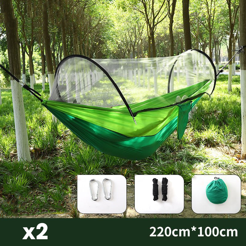 ⏰50% OFF – LAST CHANCE⏰ Portable Hammock with Mosquito Netting – Self-Supporting Canopy – Quick-Dry Fabric – Heavy-Duty Straps & Carabiners! 🔥