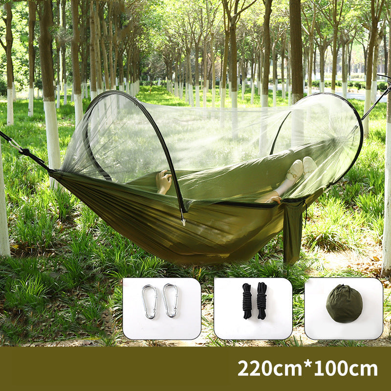⏰50% OFF – LAST CHANCE⏰ Portable Hammock with Mosquito Netting – Self-Supporting Canopy – Quick-Dry Fabric – Heavy-Duty Straps & Carabiners! 🔥