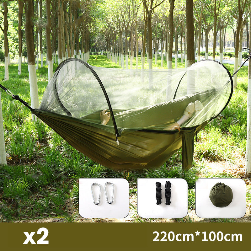 ⏰50% OFF – LAST CHANCE⏰ Portable Hammock with Mosquito Netting – Self-Supporting Canopy – Quick-Dry Fabric – Heavy-Duty Straps & Carabiners! 🔥