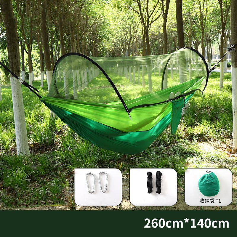 ⏰50% OFF – LAST CHANCE⏰ Portable Hammock with Mosquito Netting – Self-Supporting Canopy – Quick-Dry Fabric – Heavy-Duty Straps & Carabiners! 🔥