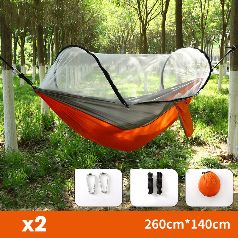 ⏰50% OFF – LAST CHANCE⏰ Portable Hammock with Mosquito Netting – Self-Supporting Canopy – Quick-Dry Fabric – Heavy-Duty Straps & Carabiners! 🔥