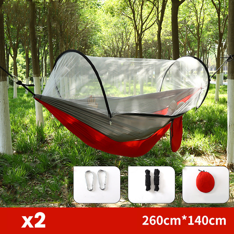 ⏰50% OFF – LAST CHANCE⏰ Portable Hammock with Mosquito Netting – Self-Supporting Canopy – Quick-Dry Fabric – Heavy-Duty Straps & Carabiners! 🔥