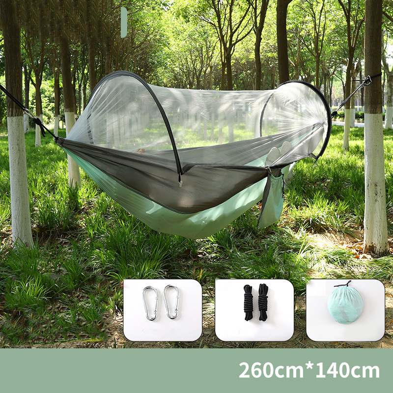 ⏰50% OFF – LAST CHANCE⏰ Portable Hammock with Mosquito Netting – Self-Supporting Canopy – Quick-Dry Fabric – Heavy-Duty Straps & Carabiners! 🔥