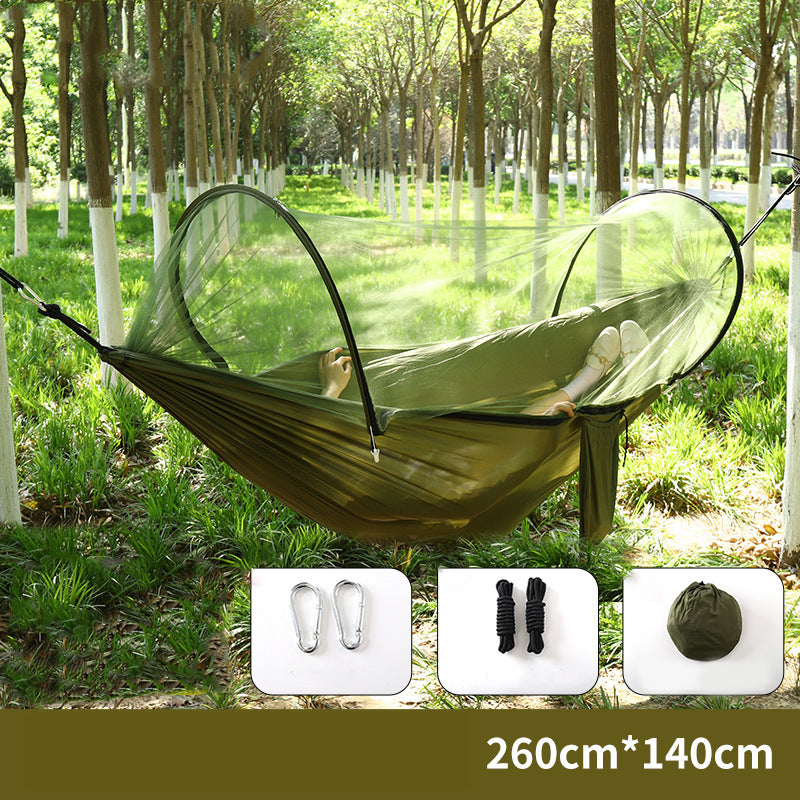 ⏰50% OFF – LAST CHANCE⏰ Portable Hammock with Mosquito Netting – Self-Supporting Canopy – Quick-Dry Fabric – Heavy-Duty Straps & Carabiners! 🔥