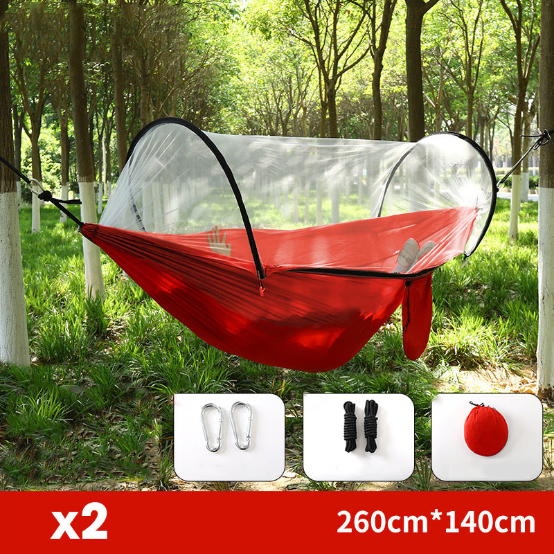 ⏰50% OFF – LAST CHANCE⏰ Portable Hammock with Mosquito Netting – Self-Supporting Canopy – Quick-Dry Fabric – Heavy-Duty Straps & Carabiners! 🔥
