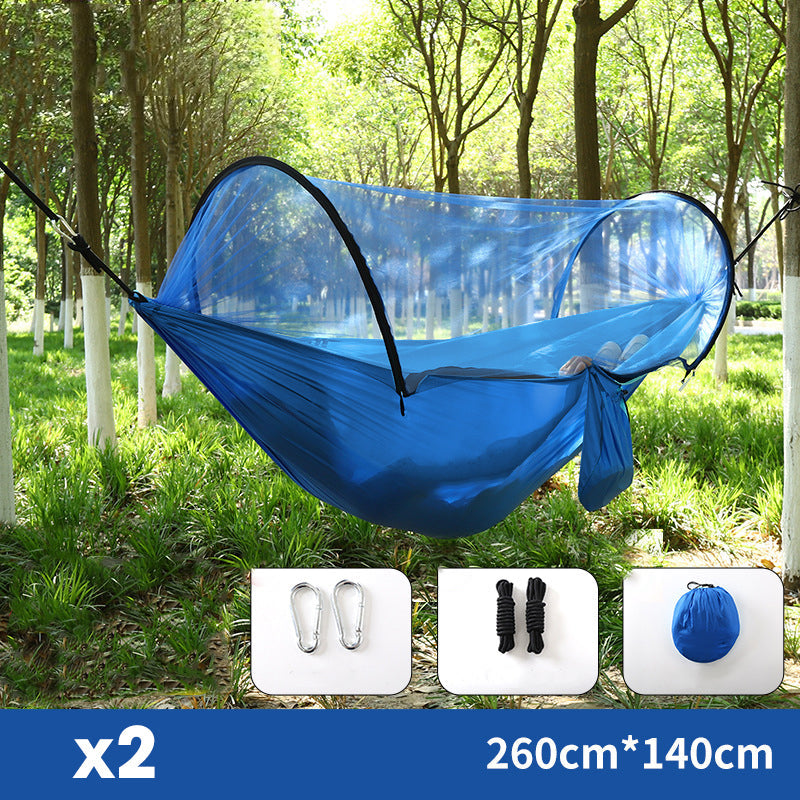 ⏰50% OFF – LAST CHANCE⏰ Portable Hammock with Mosquito Netting – Self-Supporting Canopy – Quick-Dry Fabric – Heavy-Duty Straps & Carabiners! 🔥