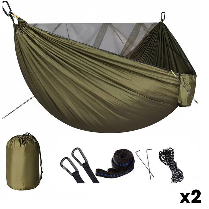 ⏰50% OFF – LAST CHANCE⏰ Portable Hammock with Mosquito Netting – Self-Supporting Canopy – Quick-Dry Fabric – Heavy-Duty Straps & Carabiners! 🔥