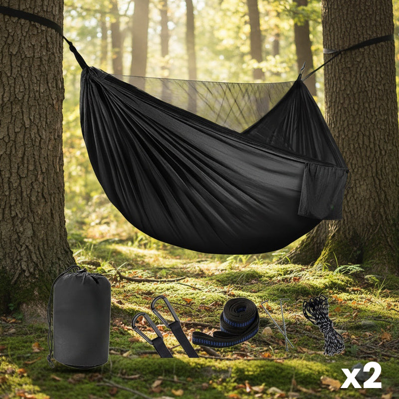 ⏰50% OFF – LAST CHANCE⏰ Portable Hammock with Mosquito Netting – Self-Supporting Canopy – Quick-Dry Fabric – Heavy-Duty Straps & Carabiners! 🔥