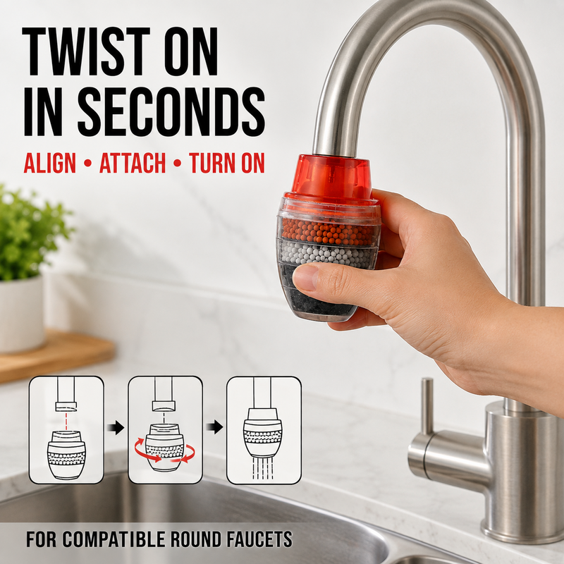 🥳HOT SALE🥳💞10K+ SOLD! Water Purifier – From £5.99! 5-layer filtration, splash-free & easy install. Cleaner water – grab yours! ✅