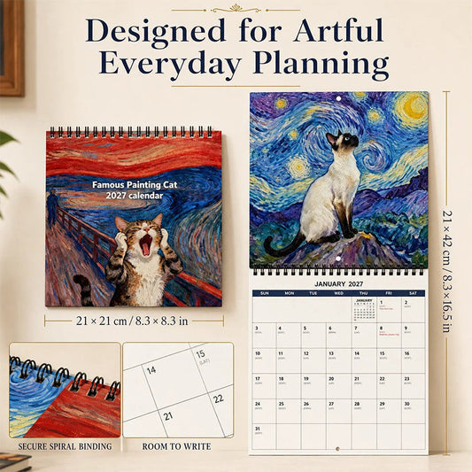 💥NEW PRODUCT 50% OFF💥 2027 Funny Cat Meme Calendar – 12 Monthly Pages, Humorous Cat Art – Home, Office & Studio Decor – Perfect Cat Lover Gift! 🐱📆