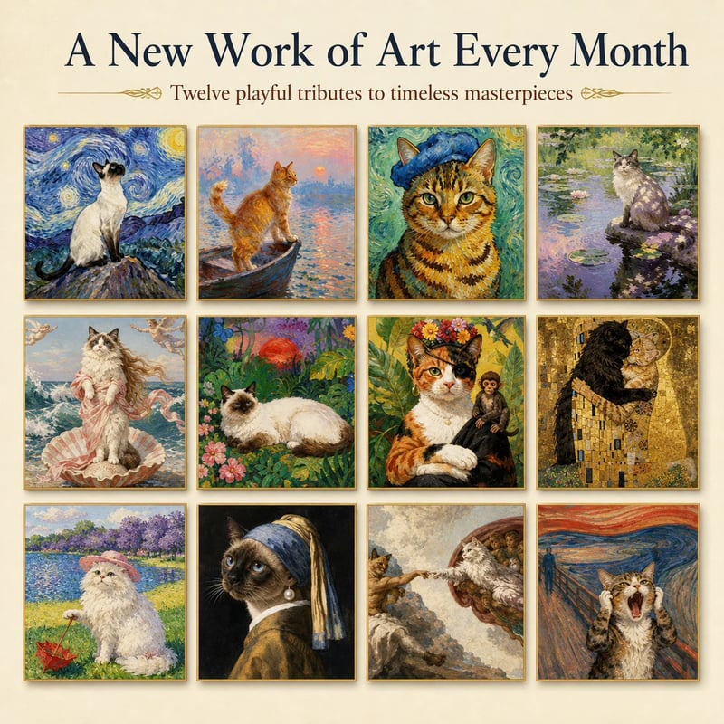 💥NEW PRODUCT 50% OFF💥 2027 Funny Cat Meme Calendar – 12 Monthly Pages, Humorous Cat Art – Home, Office & Studio Decor – Perfect Cat Lover Gift! 🐱📆