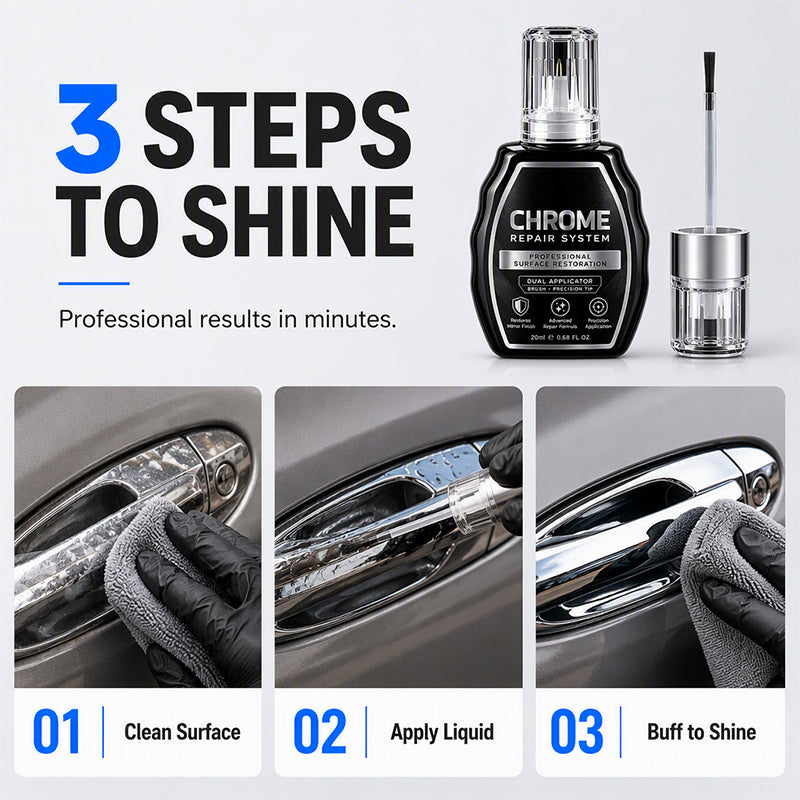 🥳 HOT SALE 2026 🥳 💞 50,000+ SOLD! ✨🚗 Chrome Restoration Set – Removes Oxidation & Restores High-Gloss Metallic Finish | Premium Quality