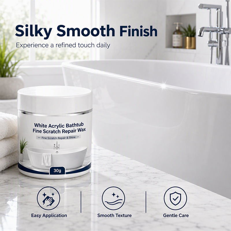 🥳2026 HOT SALE🥳💞50K+ SOLD! 🛁✨ 50% OFF! Acrylic Bathtub Scratch Repair Wax – fills & smooths fine scratches, restores white surfaces to a clean, polished finish. No need to replace the tub – just wax, buff & shine! 💎✅