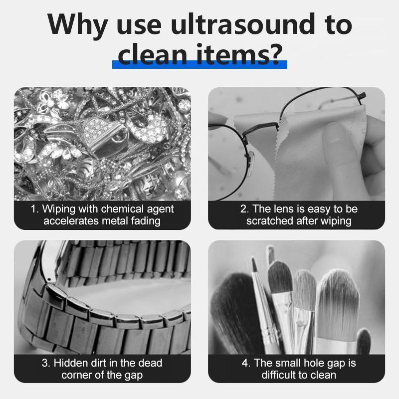 🥳2026 BESTSELLER🥾 Ultrasonic Cleaner – 360° 3D Cleaning, No Blind Spots – For Glasses, Dentures, Makeup Brushes & Toys – Lightweight! 🛡️💨