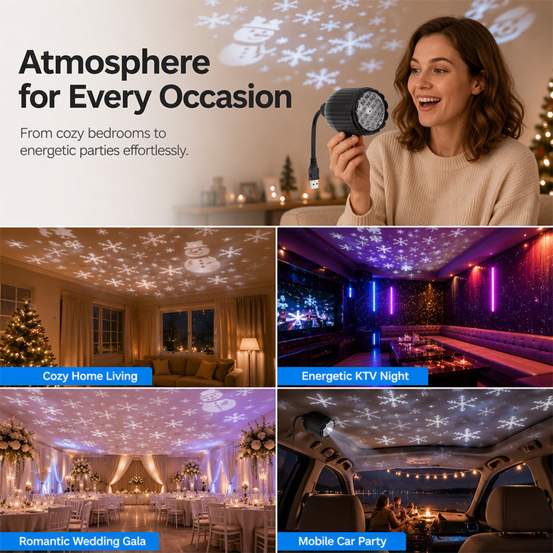 🔥 Sale now on! USB snowflake projector – moving snow, plug into any port. ❄️🎅