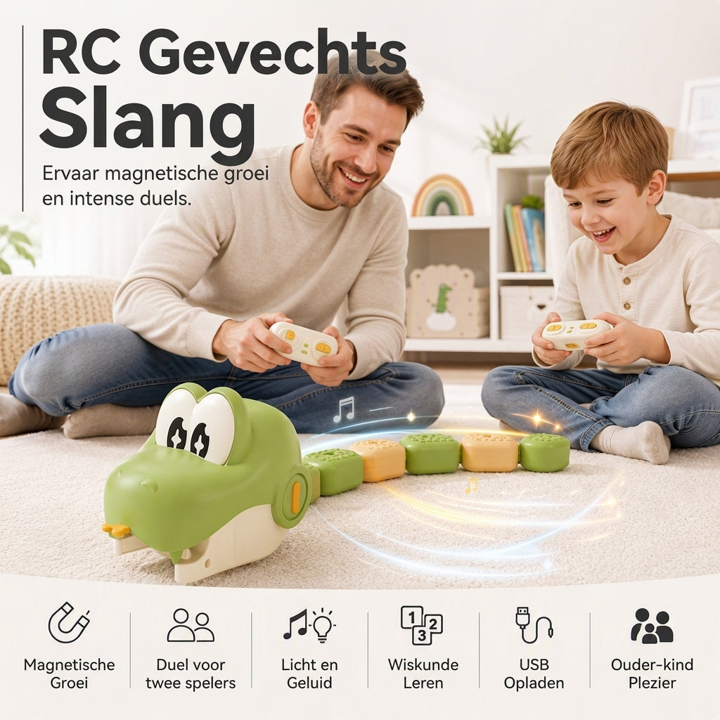 🐍 RC Magnetic Growing Snake Toy | Remote Control Battle Game with Splicing Tail Segments