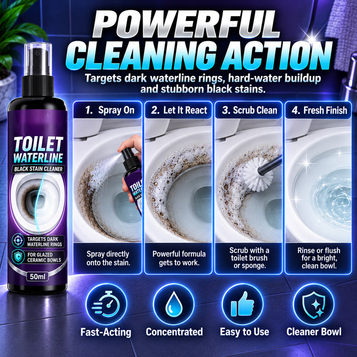 🥳HOT SALE🥳💞10K+ SOLD! Waterline Cleaner – From £6.99! Targets black rings, clinging formula & less scrubbing. Clean bowl – grab yours! ✅