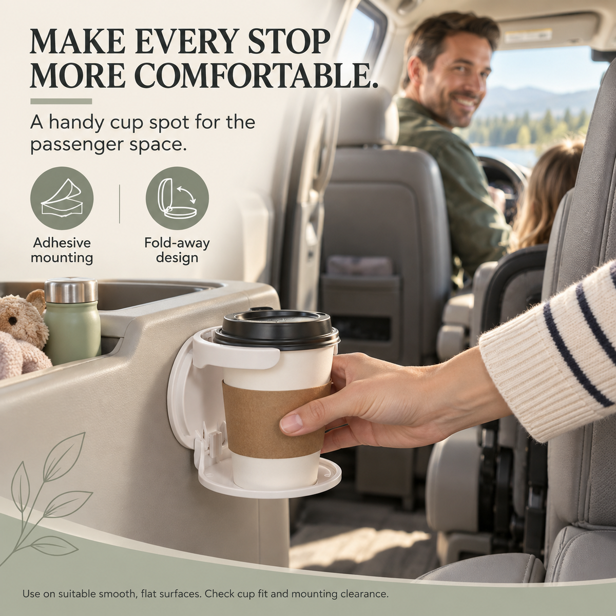 No-Drill Wall Mounted Folding Cup Holder