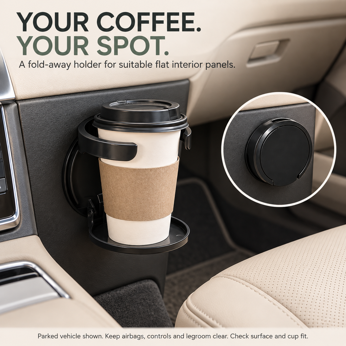 No-Drill Wall Mounted Folding Cup Holder