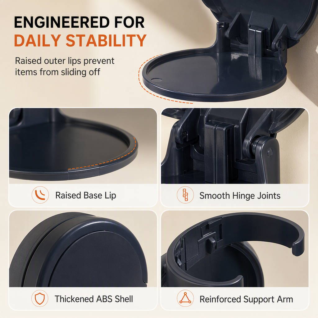 No-Drill Wall Mounted Folding Cup Holder
