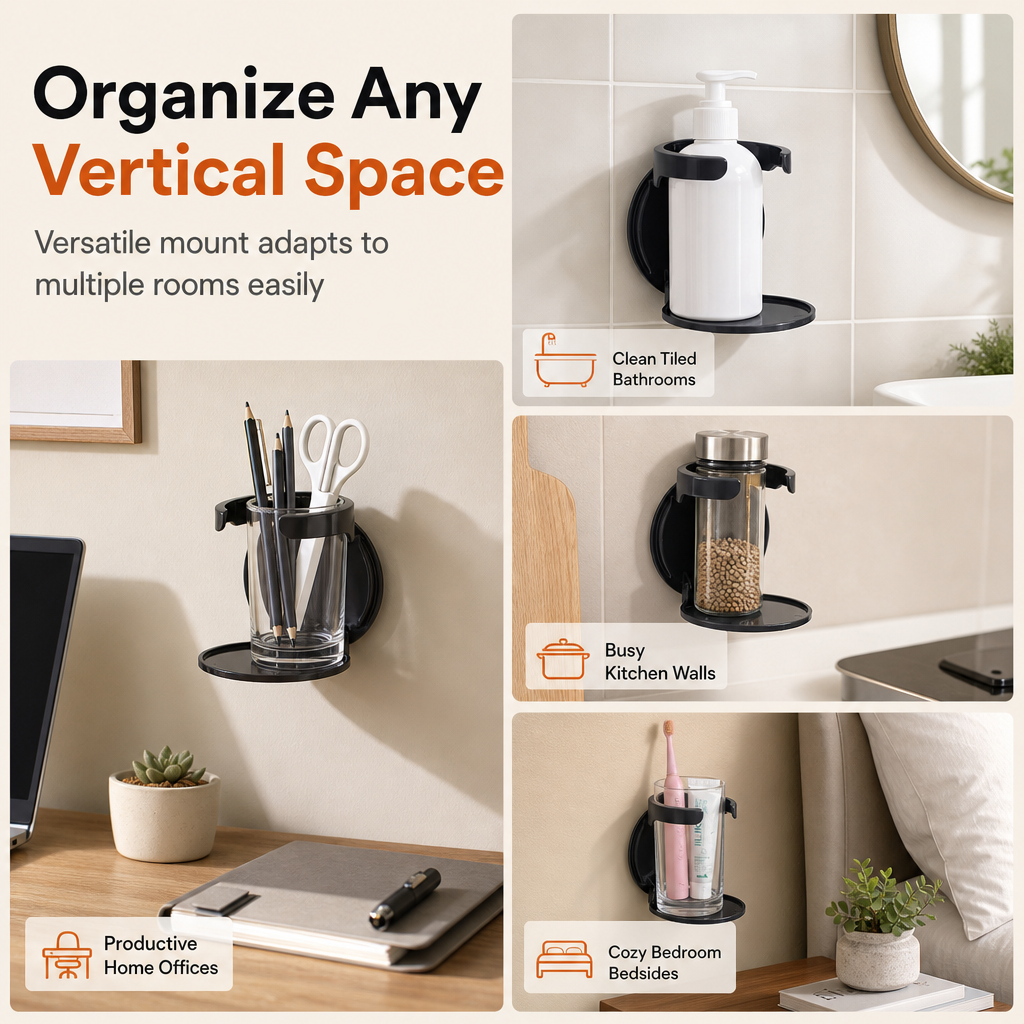 No-Drill Wall Mounted Folding Cup Holder