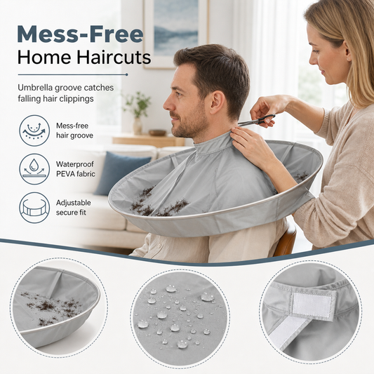 🥳HOT SALE🥳💞50K+ SOLD! Hair Cutting Cape – From £9.99! Built-in groove, waterproof & odorless. Mess-free cuts – grab yours! ✅