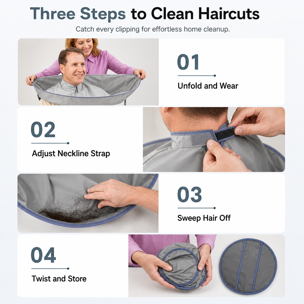🥳HOT SALE🥳💞50K+ SOLD! Hair Cutting Cape – From £9.99! Built-in groove, waterproof & odorless. Mess-free cuts – grab yours! ✅