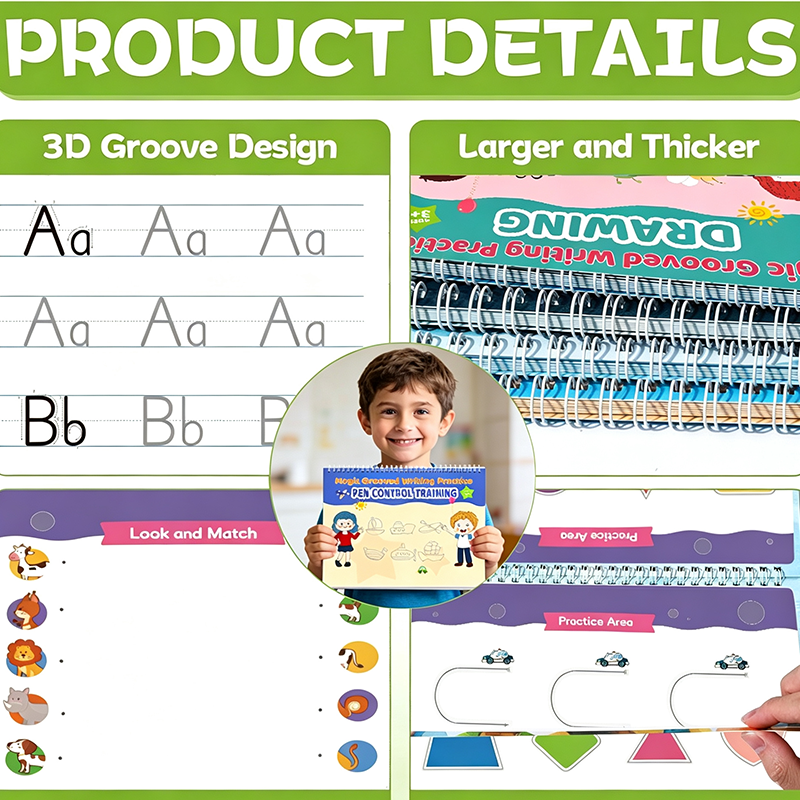 ⏳Limited Time-50% OFF!!✏️Magic Grooved Handwriting Practice Book Set📖Essentials for Calligraphy Practice