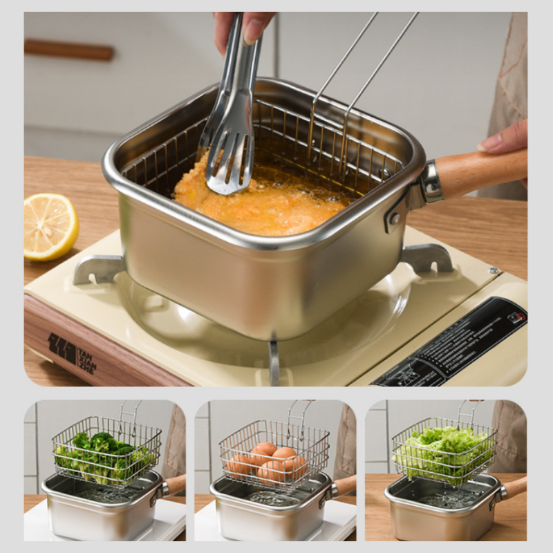 ⏰50% OFF – LAST CHANCE⏰ Multi-Function Frying Cooker Set – Steam, Boil, Fry, Drain & Store – Stainless Steel – Universal Stove – 2500ml! 🔥
