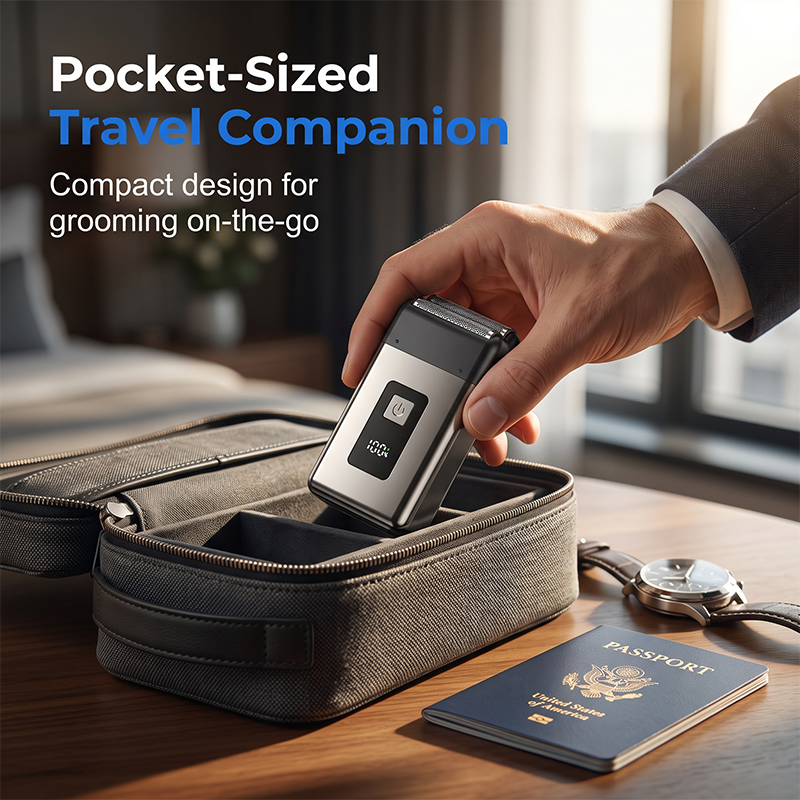 🥳2026 BESTSELLER🪒 Travel Electric Razor – Double Foil Precision, Ultra-Close – IPX7 Waterproof, Wet & Dry – LED Battery Display – Pocket-Sized! 🛡️💨