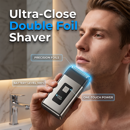 🥳2026 BESTSELLER🪒 Travel Electric Razor – Double Foil Precision, Ultra-Close – IPX7 Waterproof, Wet & Dry – LED Battery Display – Pocket-Sized! 🛡️💨