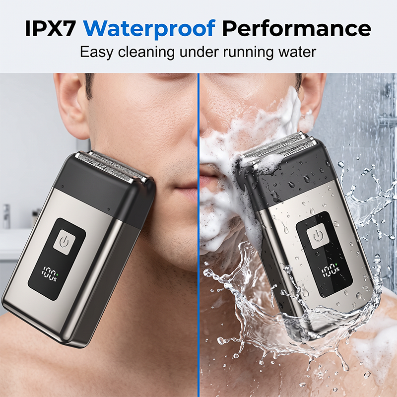 🥳2026 BESTSELLER🪒 Travel Electric Razor – Double Foil Precision, Ultra-Close – IPX7 Waterproof, Wet & Dry – LED Battery Display – Pocket-Sized! 🛡️💨