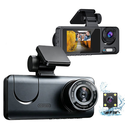 🥳2026 BESTSELLER🚗 Triple Vision Dash Cam – Front, Cabin & Rear Recording – Sharp Night Clarity, 1080p – Easy WiFi Review – Compact 2" Screen! 🛡️💨