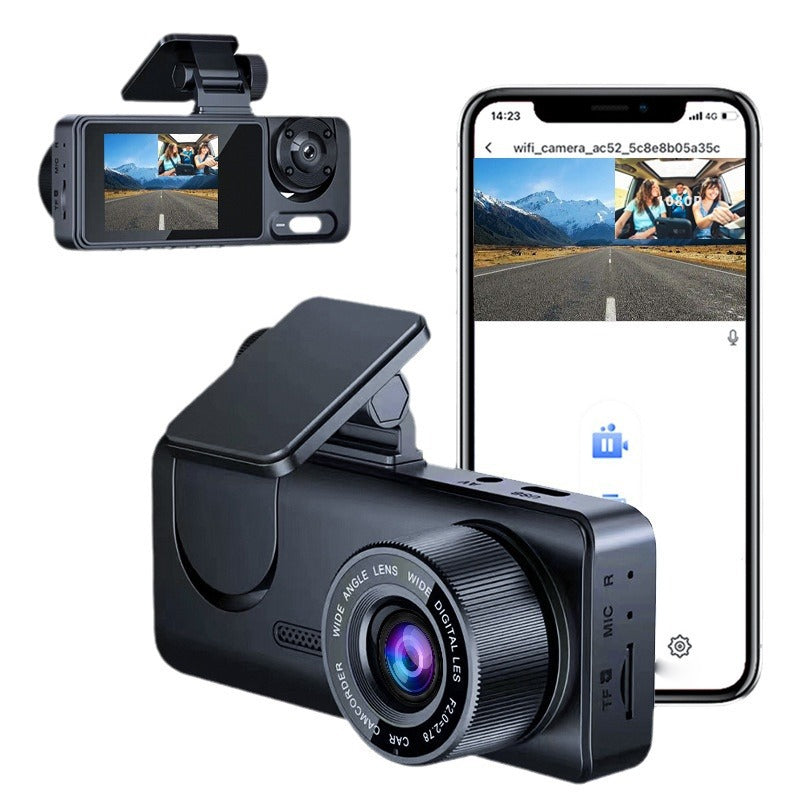 🥳2026 BESTSELLER🚗 Triple Vision Dash Cam – Front, Cabin & Rear Recording – Sharp Night Clarity, 1080p – Easy WiFi Review – Compact 2" Screen! 🛡️💨