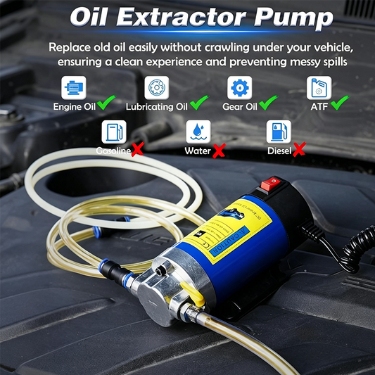 🥳2026 BESTSELLER🥾 Engine Oil Transfer Pump – Pure Copper Motor, Aluminum Alloy Pump Head – Coiled Spring Cable, Copper-Plated Clamps – 12V/24V – Portable! 🛡️💨