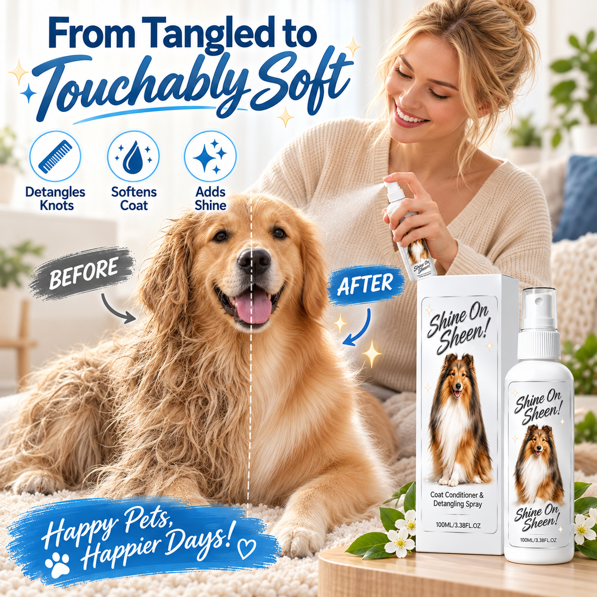 🥳HOT SALE🥳💞50K+ SOLD! Detangling Spray – From £9.99! Loosens knots, softens & shines. Stress-free grooming – grab yours! ✅
