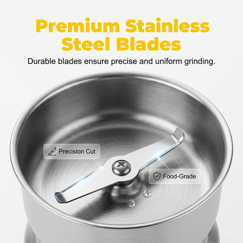 ⏰50% OFF – LAST CHANCE⏰ Stainless Steel Electric Grinder – 300ml Capacity, Turbo Power – Precision Coarseness Control – EU/UK/US/AU Plugs! 🔥
