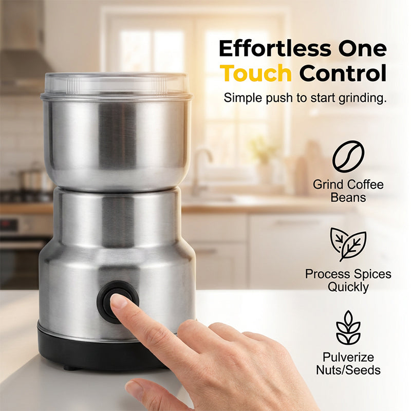 ⏰50% OFF – LAST CHANCE⏰ Stainless Steel Electric Grinder – 300ml Capacity, Turbo Power – Precision Coarseness Control – EU/UK/US/AU Plugs! 🔥