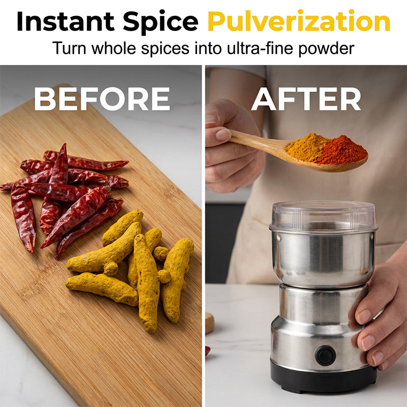 ⏰50% OFF – LAST CHANCE⏰ Stainless Steel Electric Grinder – 300ml Capacity, Turbo Power – Precision Coarseness Control – EU/UK/US/AU Plugs! 🔥