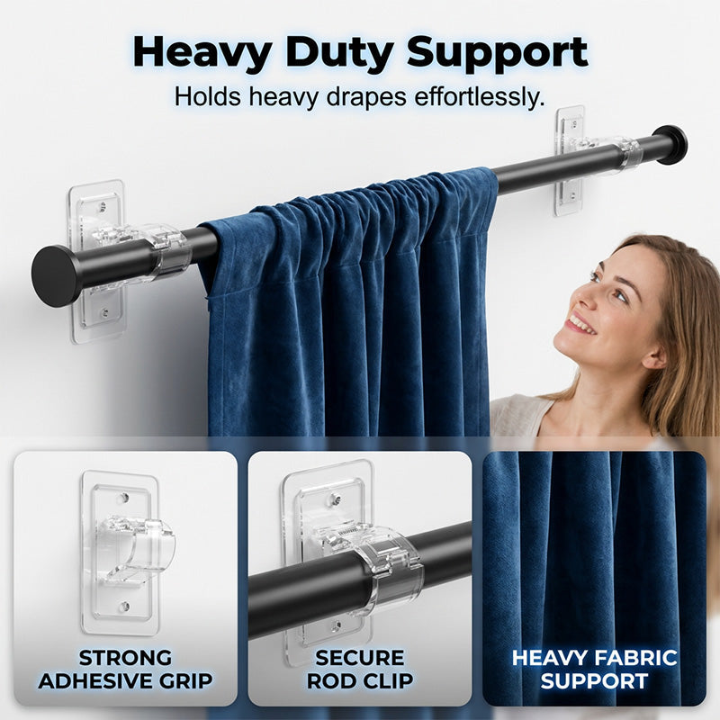 🥳HOT SALE🥳💞50K+ SOLD! Rod Brackets – From £4.99! Self-adhesive, no-drill & invisible. Damage-free hanging – grab yours! ✅