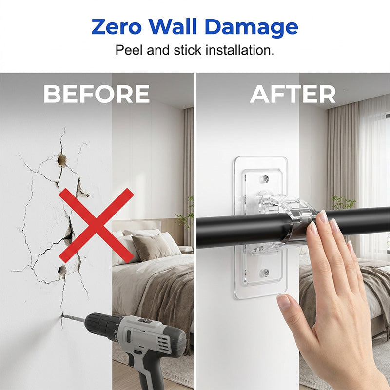🥳HOT SALE🥳💞50K+ SOLD! Rod Brackets – From £4.99! Self-adhesive, no-drill & invisible. Damage-free hanging – grab yours! ✅