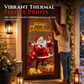 Christmas Door Cover - Santa & Reindeer Stretch Fabric Door Banner with 4-Side Elastic Edges, DIY Door Handle Cutout, Slip-On Front Door Holiday Decor