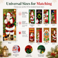 Christmas Door Cover - Santa & Reindeer Stretch Fabric Door Banner with 4-Side Elastic Edges, DIY Door Handle Cutout, Slip-On Front Door Holiday Decor
